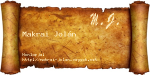 Makrai Jolán névjegykártya